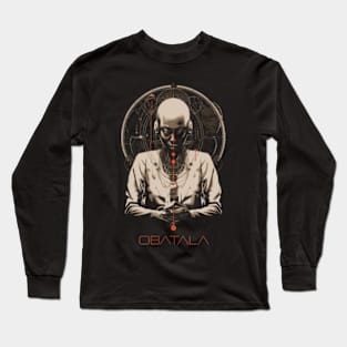 Obatala's Wisdom - Digital Illustration of an Iconic Yoruba God Long Sleeve T-Shirt